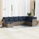 vidaXL Salon de jardin 8 Pièces avec coussins gris résine tressée