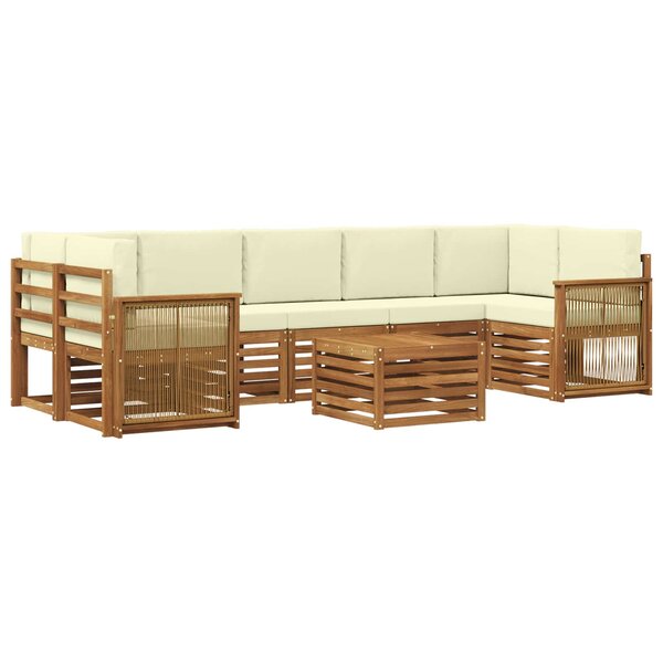 vidaXL Ensemble de canapés d'extérieur 8 pc Naturel et Crème
