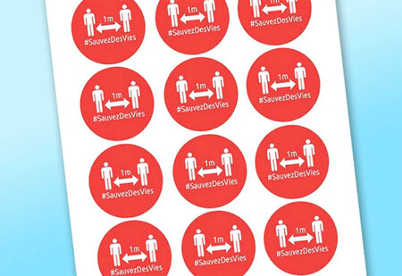 Badges ronds autocollants gestes barrières