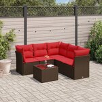 vidaXL Salon de jardin 6 Pièces avec coussins marron résine tressée