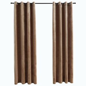 vidaXL Rideaux occultants avec anneaux 2 Pièces Velours Beige 140x225 cm