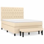 vidaXL Sommier à lattes de lit avec matelas Crème 140x190 cm Tissu