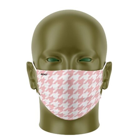 Masque Bandeau - Mono-Couche - Vichy Rose - Masque tissu lavable 50 fois