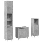 vidaXL Ensemble de meubles de salle de bain 3 Pièces gris béton