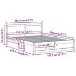 vidaXL Cadre de lit Marron 150 x 200 cm Bois de pin massif