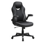 Chaise de bureau fauteuil gamer siège ergonomique pivotant avec accoudoirs rabattables hauteur réglable et inclinaison libre charge 150 kg noir 12_0004865
