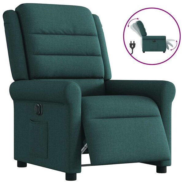vidaXL Fauteuil inclinable électrique Vert foncé Tissu