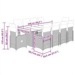 vidaXL Ensemble de bistro de jardin 11 Pièces coussins beige poly rotin