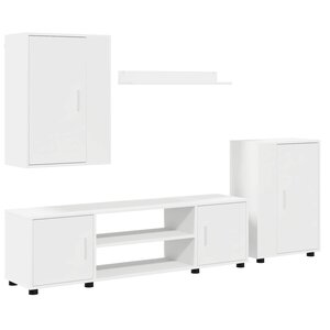 vidaXL Ensemble meuble TV Montage mural 4 Pièces Blanc Bois d'ingénierie