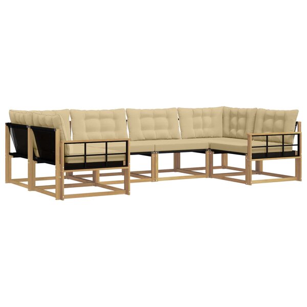 vidaXL Ensemble de canapés d'extérieur 6 pc Blanc et Beige