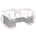 vidaXL Salon de jardin 6 Pièces avec coussins gris résine tressée