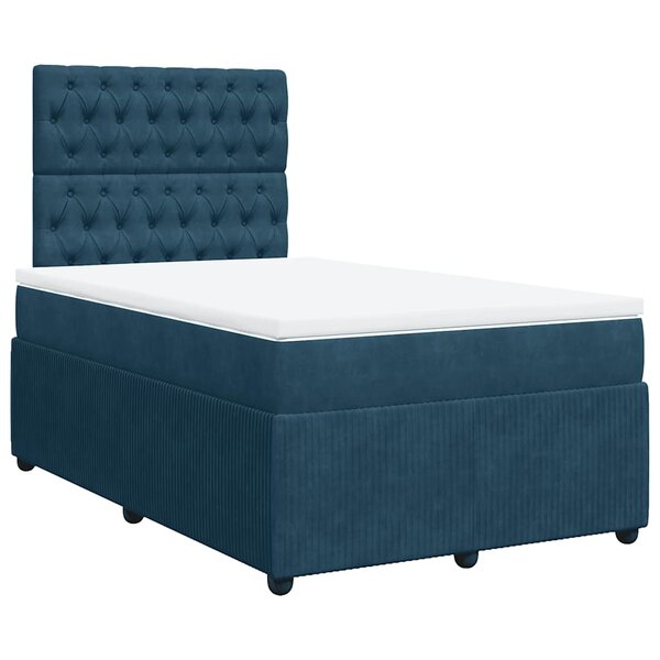 vidaXL Sommier à lattes de lit et matelas Bleu foncé 120x200cm Velours