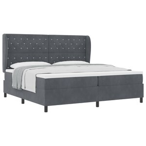 vidaXL Lit à ressorts avec matelas gris foncé 200x200 cm en velours