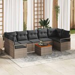 vidaXL Ensemble de canapé de jardin avec coussin 8 Pièces Gris Poly rotin