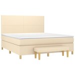 vidaXL Sommier à lattes de lit avec matelas Crème 160x200 cm Tissu