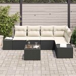 vidaXL Ensemble de canapé de jardin 6 Pièces Noir polyrotin