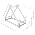 Lit tipi enfant TAHUKA 90 x 180 gris clair