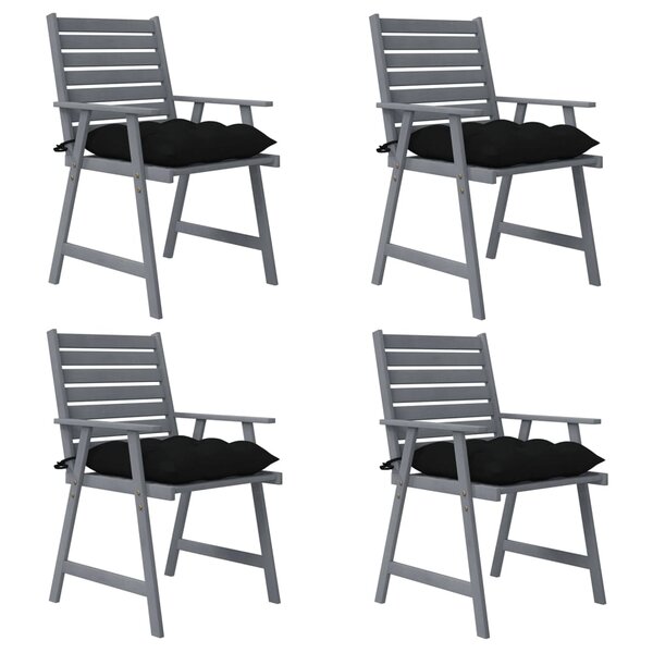 vidaXL Chaises à manger d'extérieur et coussins lot de 4 Acacia massif
