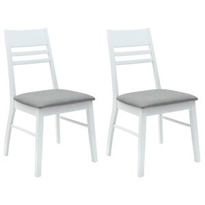 vidaXL Chaises de salle à manger 2 pc Bois de Caoutchouc Massif Blanc