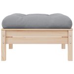 vidaXL Canapé 2 places de jardin et coussins gris Bois de pin solide