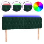 vidaXL Tête de lit à LED Vert foncé 144x7x78/88 cm Velours