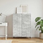vidaXL Buffet Gris béton 66 x 34 5 x 91 5 cm Bois d'ingénierie