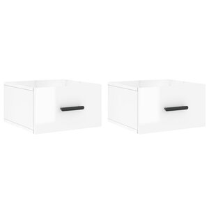 vidaXL Tables de chevet murales 2 Pièces blanc brillant 35x35x20 cm