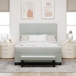 vidaXL Lit à ressorts avec Matelas & Banc Gris Clair 160x200 cm Velours