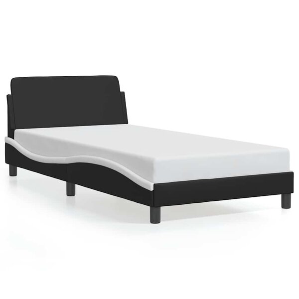 vidaXL Cadre de lit Dover noir et blanc 100x200 cm similicuir