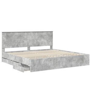 vidaXL Cadre de lit Gris béton 200 x 200 cm Bois Ingénierie