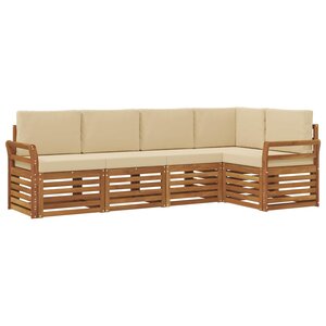 vidaXL Ensemble de canapé d'angle avec coussin 5 Pièces Naturel et Beige