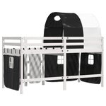 vidaXL Lit mezzanine enfants et tunnel blanc/noir 80x200cm pin massif