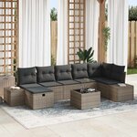 vidaXL Ensemble de canapé de jardin avec coussin 8 Pièces Gris Poly rotin