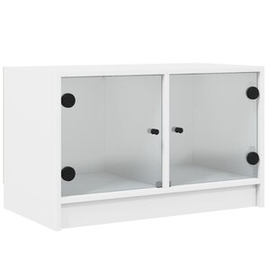 vidaXL Meuble TV avec portes en verre blanc 68x37x42 cm
