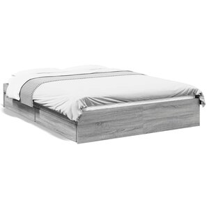 vidaXL Cadre de lit avec tiroirs sans matelas sonoma gris 140x200 cm