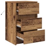 vidaXL Table de chevet avec lumières LED en bois ancien