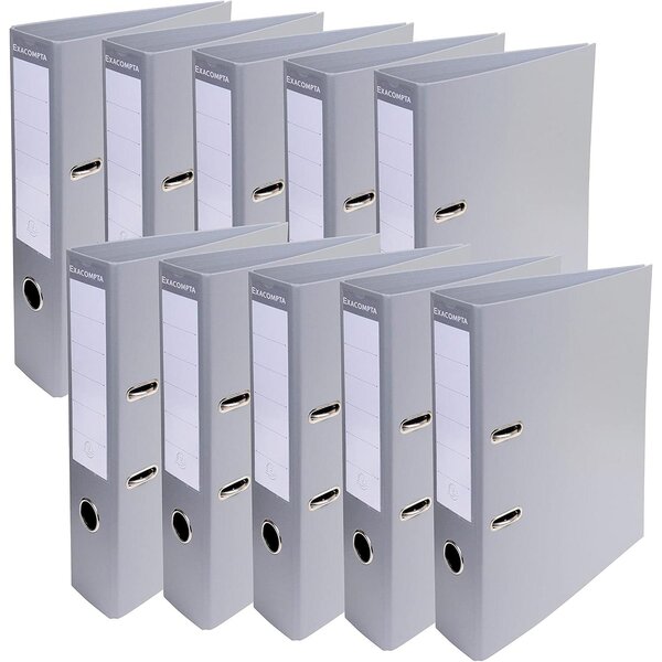 Classeur à levier PVC A4 dos de 70mm Gris x 10 EXACOMPTA