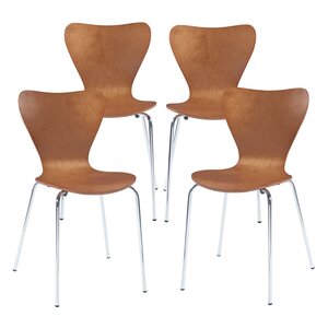 Lot de 4 chaises de salle à manger moderne design robuste effet noyer / chrome 03_0009811