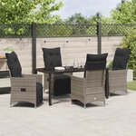 vidaXL Ensemble de salle à manger pour jardin 5 Pièces Gris Poly rotin