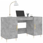 Bureau table poste de travail meuble d'ordinateur informatique étude 140 x 50 x 75 cm bois d'ingénierie gris 02_0023840
