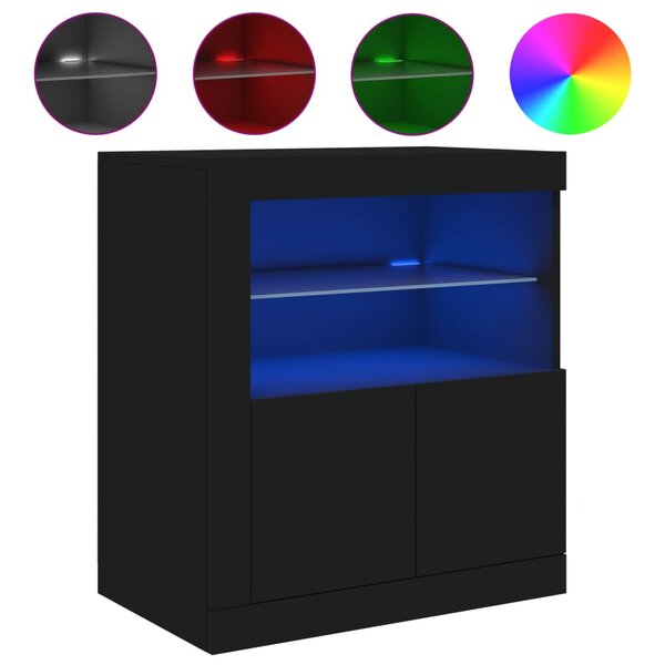 vidaXL Buffet avec lumières LED noir 60 5x37x67 cm