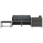 vidaXL Salon de jardin 4 Pièces avec coussins Résine tressée Gris