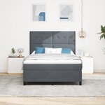 Lit à Sommier Box avec Matelas Gris Foncé 160x200 cm Velours