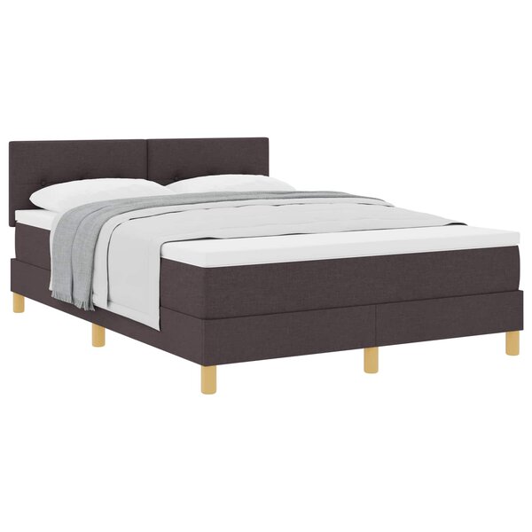 vidaXL Lit à ressorts avec coussin Marron foncé 160 x 200 cm tissu