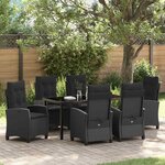 vidaXL Ensemble de salle à manger pour jardin 7 Pièces Noir polyrotin