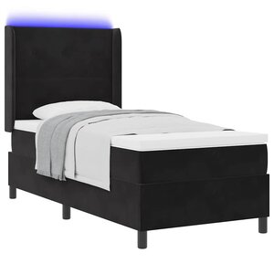 vidaXL Lit à ressorts avec matelas avec LED Noir 90 x 200 cm Velours