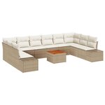 vidaXL Ensemble de canapé de jardin 11 Pièces Beige Poly rotin