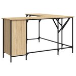 Bureau table poste de travail meuble d'ordinateur informatique étude chêne sonoma 141 x 141 x 75 cm bois d'ingénierie brun 02_0023657