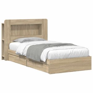 vidaXL Cadre de lit avec rangement Chêne Sonoma 75 x 190 cm