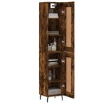 vidaXL Buffet haut Chêne fumé 34 5x34x180 cm Bois d'ingénierie
